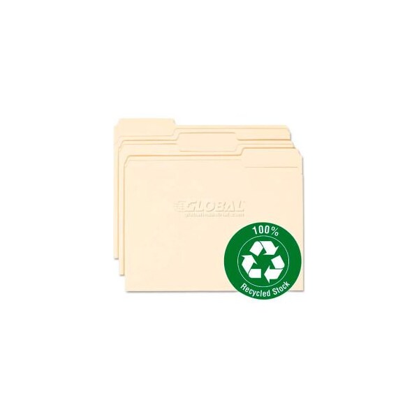 Smead Smead 100% Recycled File Folders, 1/3 Cut, One-Ply Top Tab, Letter, Manila, 100/Box 10339 - main
